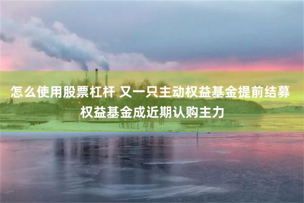 怎么使用股票杠杆 又一只主动权益基金提前结募 权益基金成近期认购主力